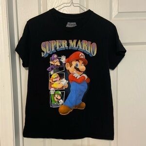 Super Mario Shirt Adult Small Black Super Mario Bros Cotton Casual Games Mens